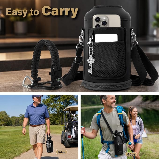 DYSANKY Fatehers's Day Water Bottle Gift– 64 oz Insulated Stainless Steel Bottle with Carrier Bag, Strap & Gift Box – BPA-Free – Ideal for Hiking, Camping & Travel 64 oz