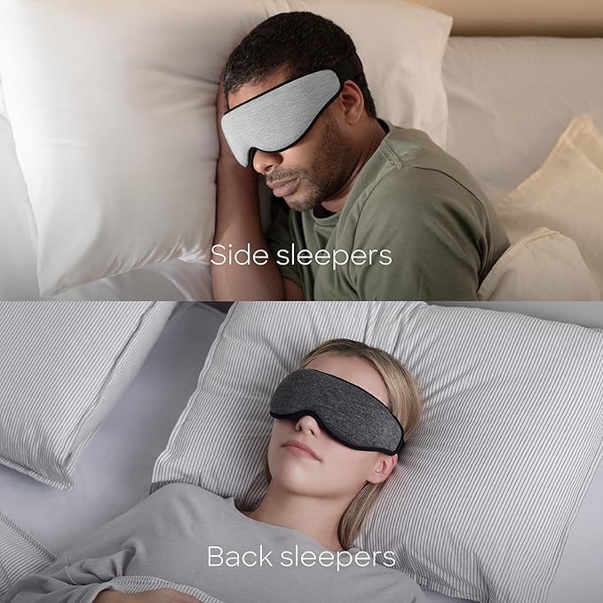 Ostrichpillow Eye Mask, Sleep Mask for Men Women 100% Blackout, No Pressure On Eyes, Soft & Breathable, Adjustable Fit, Travel Bag Included (Eclipse Black)