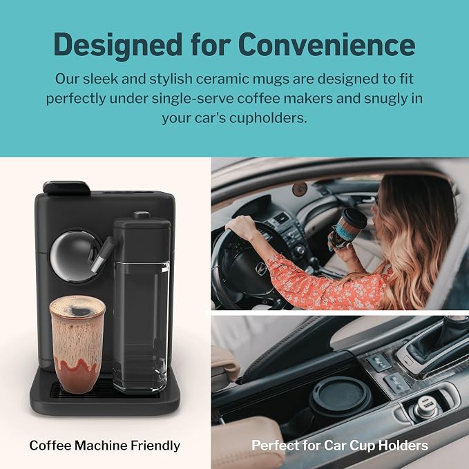 NOVA CERAMICS Travel Coffee Cup– Travel Coffee Tumbler – On the Go Coffee Mug – Microwave & Dishwasher Safe Green CoffeeTumbler - Gifts For Women Men Him Her – 16oz – Jupiter