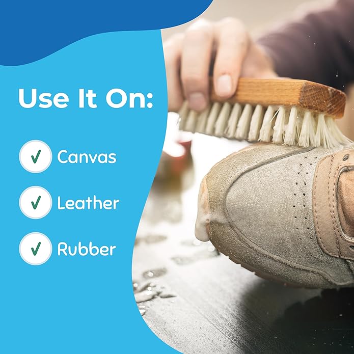 Messy Steppers Complete Shoe Care Kit, Foam Cleaner, Brush & 30 Wipes | Includes 4 Oz Foaming Sneaker Cleaner, Shoe Brush & 30 Cleaning Wipes; For Rubber, Canvas & Leather; Removes Dirt, Grass & Sc
