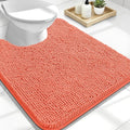 OLANLY Toilet Rugs U-Shaped 24x20, Extra Soft Absorbent Chenille Contour Bathroom Rugs for Toilet, Dry Quickly, Machine Washable, Non-Slip Bath Mat, Coral
