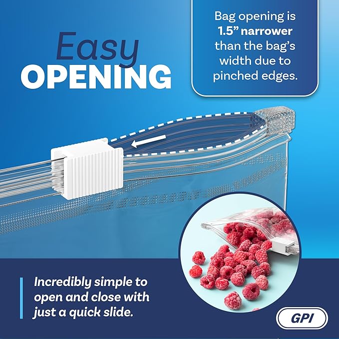 100 Count - Slider Zip Food Storage Snack Bags, 4" x 3" 2 Mil Small, Strong & Durable For Nuts, Candy, Snacks, Seeds, Jewelry & More. GPI
