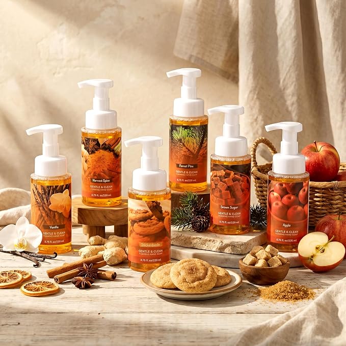 6 Pack Fall Foaming Hand Soap with Pump Care Moisturizing Liquid Autumn Scents Hand Soap Party Favor for Seasonal Home Decor and Gifting 8.75 Fl. oz