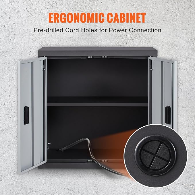 VEVOR Foldable Wall Cabinet, Metal Garage Locker Mounted 26" Small Tool Chest 240 LBS Loading Capacity Adjustable Shelf Magnetic Door File for Warehouse Office Home Black