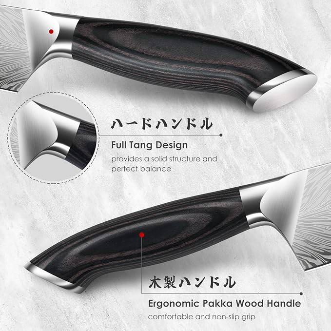 3PCS Kitchen Knife Set,Chef Knife Sets in Powder Steel | Ultra Sharp Japanese Knives Set High Carbon Steel Knives Sets, Cooking Knives Set with Ergonomic Pakkawood Handle