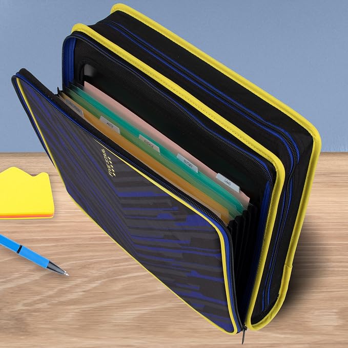 Five Star Zipper Binder 2 Inch O-Rings Case Organiser with Multi-Access and 5-Tab Expanding File Folder, 850 Sheet Capacity, Cosmic Blast (290010M)