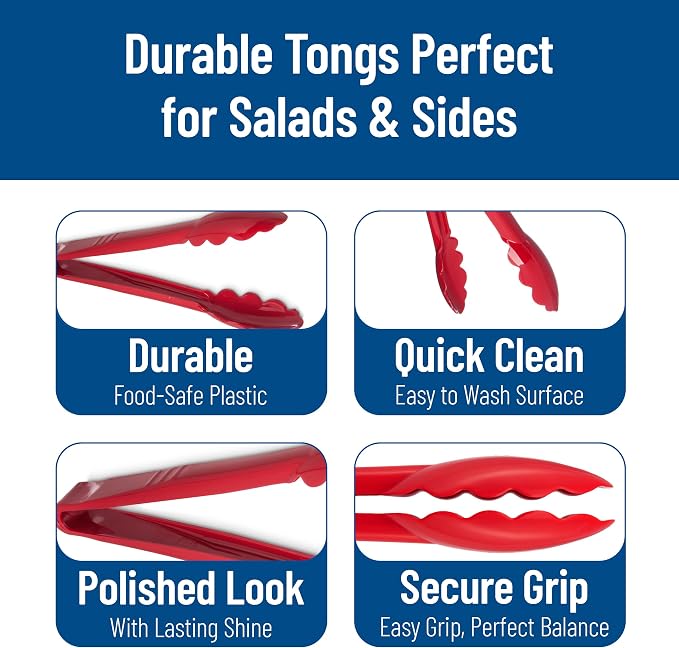 Carlisle FoodService Products 470905 Carly Salad Tong, 9" Utility Tong, 12 Pack