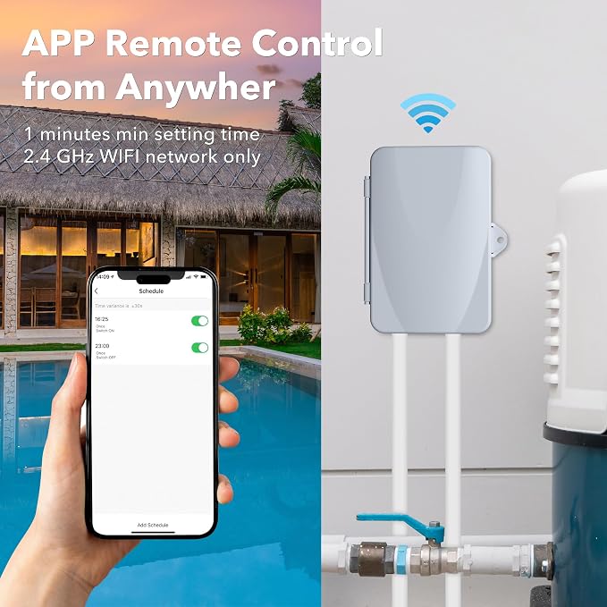 BN-LINK Pool Pump Timer, Outdoor Indoor Smart Wi-Fi Timer Box, 2HP 40A Max, 120, 240, 277 VAC, for Pool Pump, Water Heater, Fans, SPA, APP Remote Control, Compatible with Alexa, Google Assistant