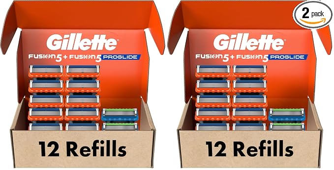 Gillette Fusion5 and ProGlide Men's Razor Blade Refills, 5-Blade Cartridges, Variety Pack, 12 Count (Pack of 2)