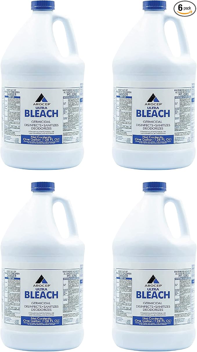 Arocep AR110001 Germicidal Ultra Bleach, 128 Fluid Ounce, 6/Carton, Clear