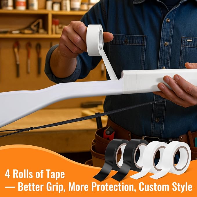 36" Color Guard Rifle, Wooden Drill Rifle for Winter Guard, Tan Gloves | Glossy Finish, Black Leather Strap, 1.5-2 lbs Balanced, Foam Padded Ends, Includes Tan Gloves & 2 Tapes