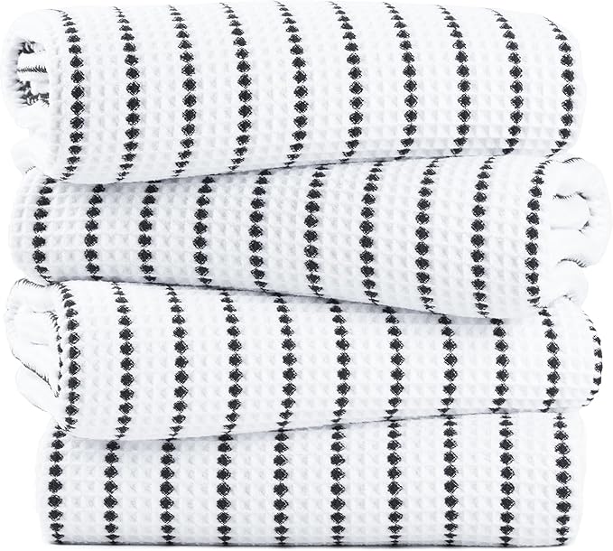 POLYTE 430 GSM Poly Blend Microfiber Quick Dry Waffle Bath Towel, 30x60 in | 4 Pack, Oversize, Lint Free, Body Towel