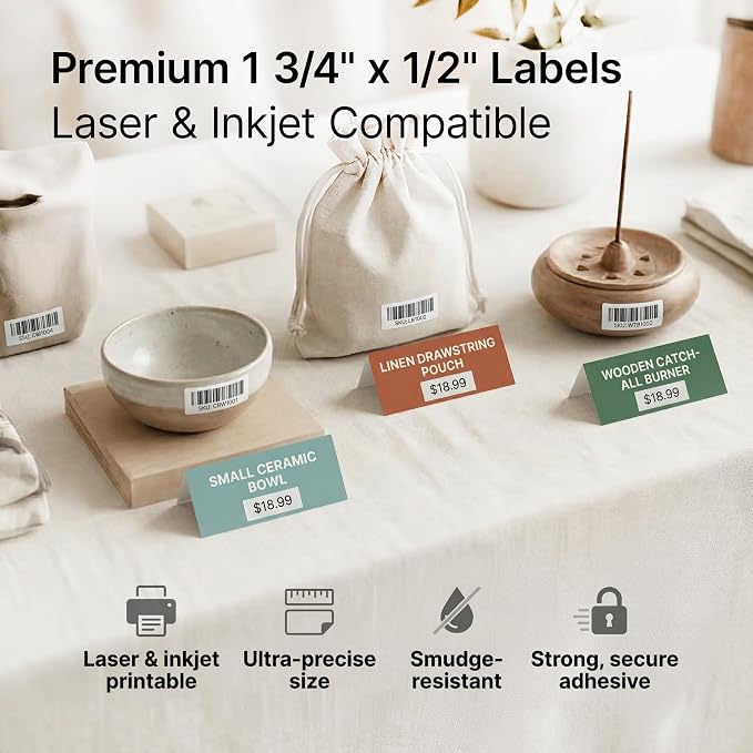 1.75" X 0.5" Matte White Return Address Labels (30 Sheets, 2400 Stickers) Mailing Labels for Envelopes, File Folder Stickers for Laser & Inkjet Printers - Spartan Industrial Template R002