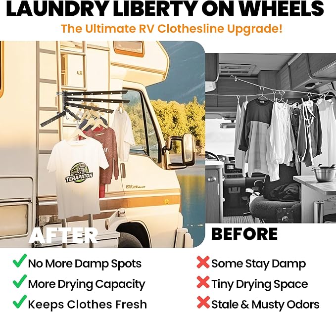 5 Swivel Arms RV Clothes Drying Rack, 26.5-inch Width Ladder Mounted Clothes Drying Rack, All Metal, Foldable Design, RV Must Have for MotorHomes, Fifth Wheels, Trailers | All Metal 5 Swivel Arms