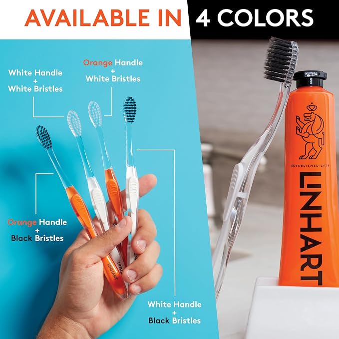 LINHART Extra Soft Toothbrush, White with Black Bristles, 1 Pack | Teeth Whitening, Multi Length Bristles