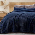 Sasttie King Comforter Set 3 Pieces - Super Soft Fleece Comforters King Size, 1 Luxury Warm Fuzzy Marshmallow Comforter with 2 Pillow Cases, Faux Fur Down Alternative Bedding Set, Marine Blue