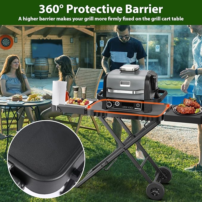 51" Grill Table Stand with Wheels for Ninja Woodfire | Portable cart for OG701, OG850, Blackstone griddles and pizza ovens, storage and mobility for patios