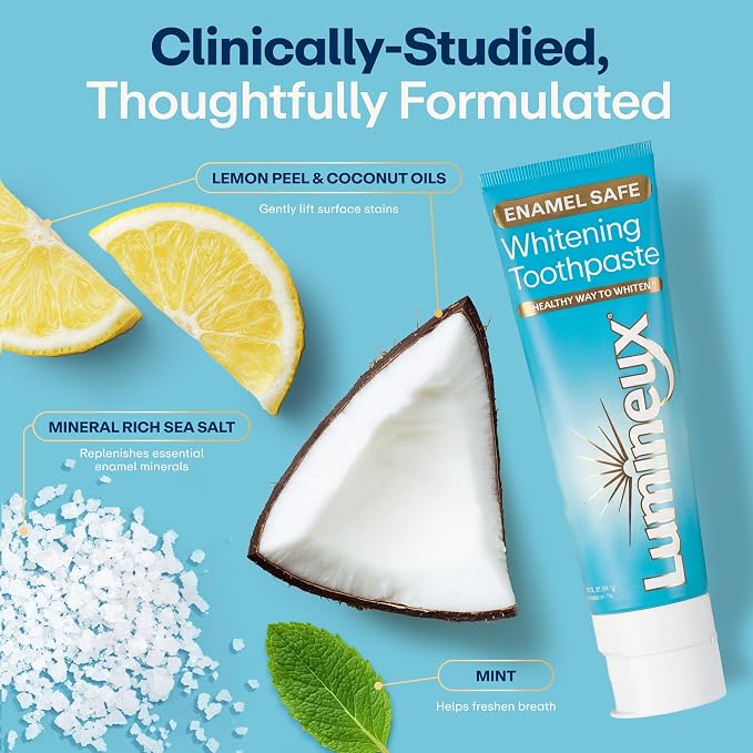 Lumineux Whitening Duo Set, 21 Strip Treatments & Toothpaste 2 Pack | Peroxide free, enamel safe, fluoride free, dentist formulated, free from harsh ingredients, gentle with no sensitivity