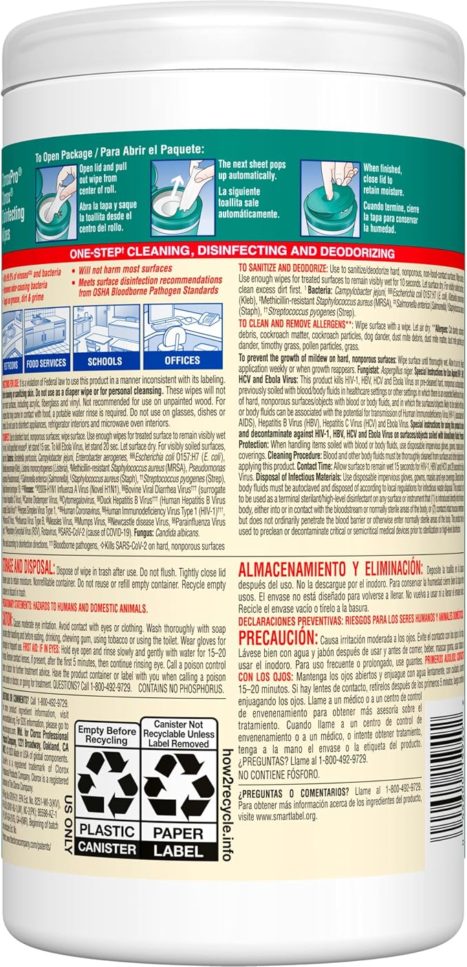 CloroxPro Clorox Disinfecting Wipes, Fresh Scent, 75 Count (Package May Vary)
