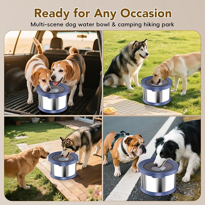 UPSKY 12L Dog Water Bowl No Spill Stainless Steel for Slow Drinking Blue | Large Capacity, Spill-proof, Non-slip Design, Durable, For Large Dogs, Messy Drinkers & Multi-pet Homes, Outdoor / Indoor