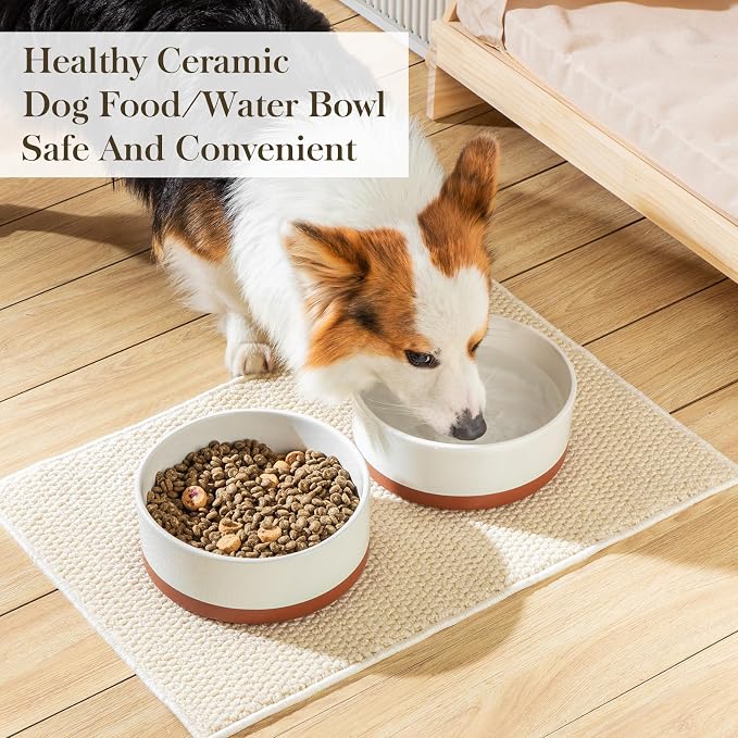 MALACASA Dog Bowls, Ceramic Dog Food and Water Bowls for Large Size Dogs, 6 Cups Capacity Pet Bowl for Large Dogs (L-6 Cups)