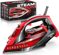Utopia Home Steam Clothes Iron - 1800W (Black Red) Non-Stick Soleplate | Nonstick Soleplate With Auto-Off Safety Feature - Adjustable Thermostat Control, Variable Steam Control, Self-Clean, 8ft Cord