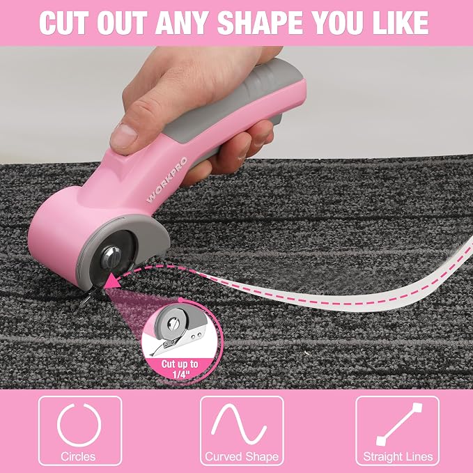 WORKPRO Cordless Electric Scissors, 4V Rotary Cutter for Cardboard Carpet Leather Plastic, 2000mAh Rechargeable Powerful shears with Storage Case