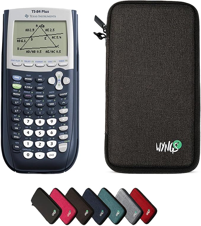 Texas Instruments TI-84 Plus Graphing Calculator with WYNGS Protective Case Dark Gray
