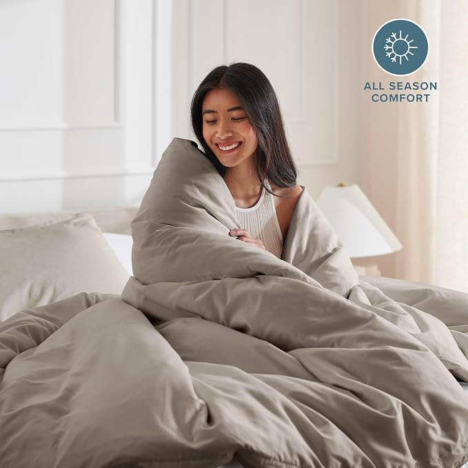 Bare Home Bedding Duvet Cover Extra Long Size - Premium 1800 Super Soft Collection - Lightweight, Cooling - Soft Breathable Bedding Duvet Cover (Twin/Twin XL, Khaki)