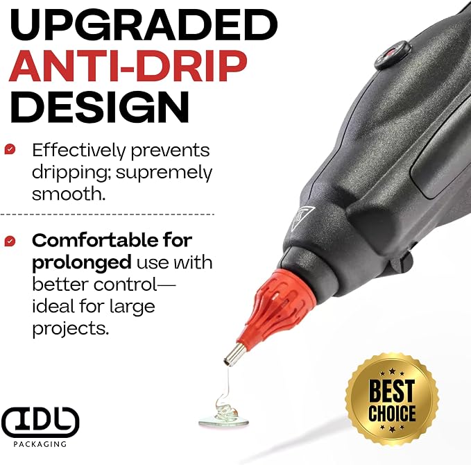 IDL Packaging GG-5810 Industrial 450W Hot Glue Gun with 10 pcs Glue Sticks - 5/8" x 10" Full-Size Glue Sticks - Hot Glue Gun Kit for All Surfaces, Wood, Metal, Plastic, Glass, Tile, Cardboard