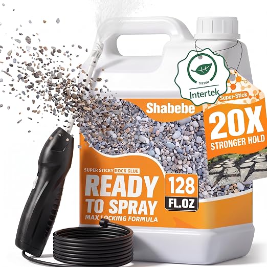 Rock Glue for Landscaping, 1 Gallon with Electric Sprayer | Ready-to-Use Mulch & Gravel Binder, Non-Toxic & Pet-Safe Mulch Glue for Landscaping, Clear-Drying Permeable for Pea Gravel