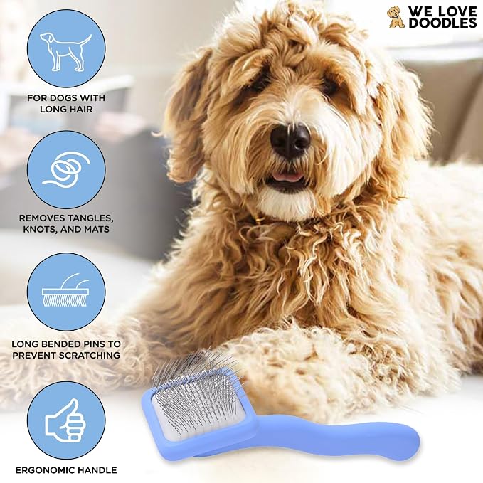Slicker Brush for Doodles, Detangler Dog Grooming Brush for Delicate Areas, Curly or Dense Coats, Suitable for Puppies, Small and Toy Breeds & Doodles Under 25 lbs (Extra Small)