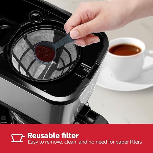 Holstein Housewares 5 Cup Coffee Maker – Compact Drip Coffee Machine with Auto Pause & Serve, Reusable Filter, Glass Carafe, Water Window & Warming Plate, Black