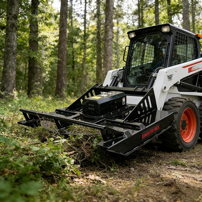 LANDY 72 Inches Skid Steer Hydraulic Heavy Duty Brush Mower Cutter | Fit Universal Mount Plate USA Stock Built-in Stump Jumper 15-20 GPM 64" Effective Cutting Width