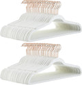 Amazon Basics Slim Velvet Non-Slip Space Saving Suit Clothes Hangers for Closet Organization, Ivory/Rose Gold, 100-Pack