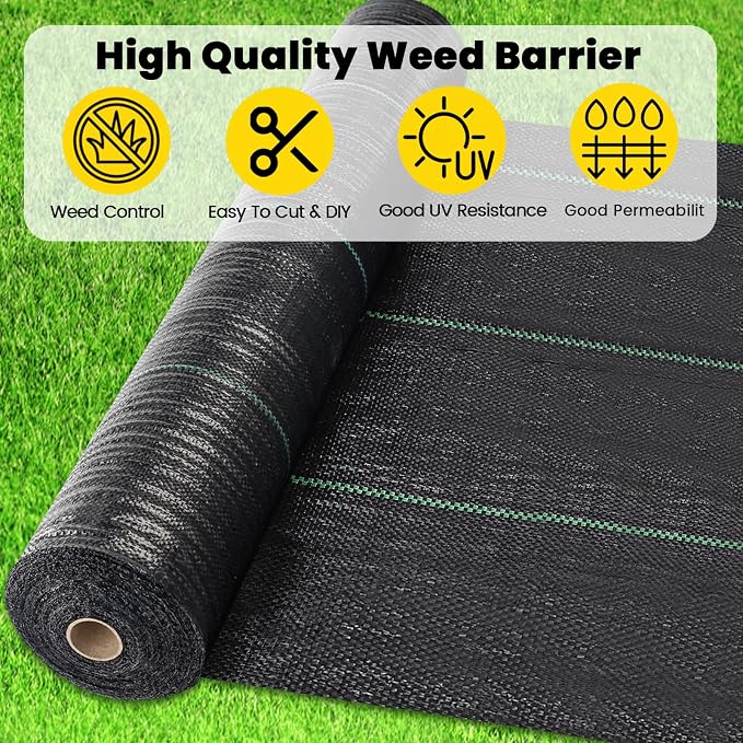 4ft x 300ft Weed Barrier Landscape Fabric Heavy Duty Premium Weed Control Fabric Durable & Eco-Friendly Weed Block Gardening Mat Landscaping Fabric