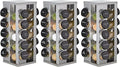 Kamenstein 20 Jar Heritage Revolving Countertop Spice Rack Organizer with Spices Included, FREE Spice Refills for 5 years, Brushed Stainless Steel with Black Caps (Pack of 3)