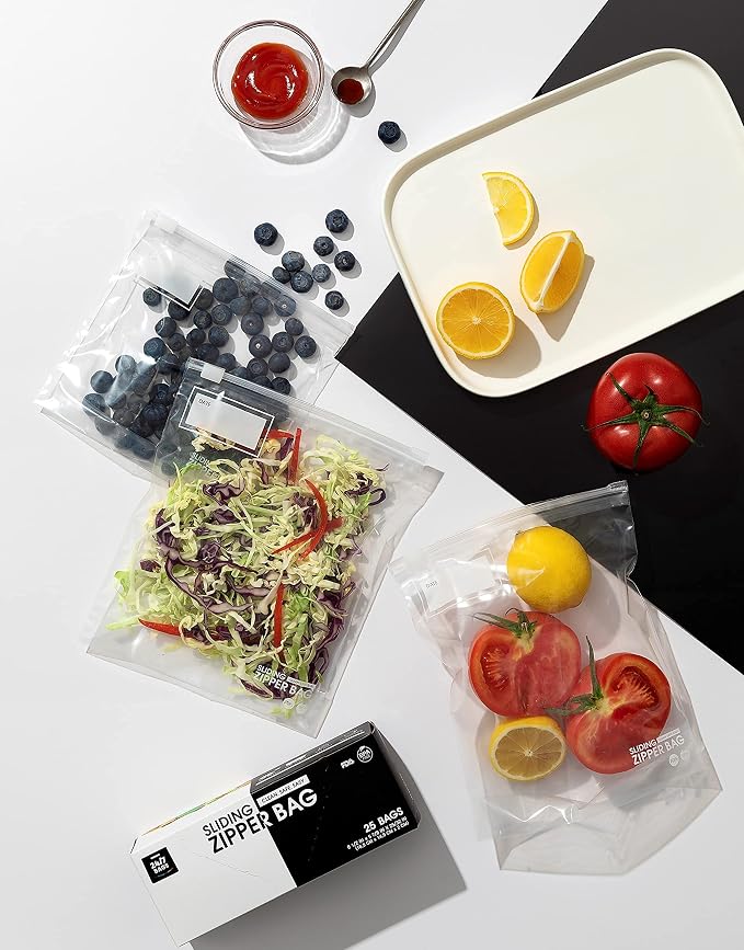 Pint Slider Storage Bags- 800 Count, Expandable Bottom, Zero BPA, Microwave Safe with Write-On Space, 32 Boxes of 25