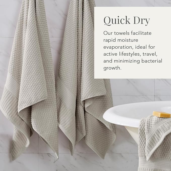 NY Loft 100% Cotton 2-Pack Oversized Bath Towel Set | Grey | Quick-Dry | Two Oversized 35" x 70" Bath Towels / Bath Sheets | Super Absorbent | Designer-Styled Texture