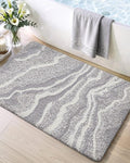 DEXI Bathroom Rug Mat 32x20, Soft and Absorbent Marble Bath Mat, Non Slip Machine Washable Bath Rugs for Shower Floor, Tub, Sink, Grey