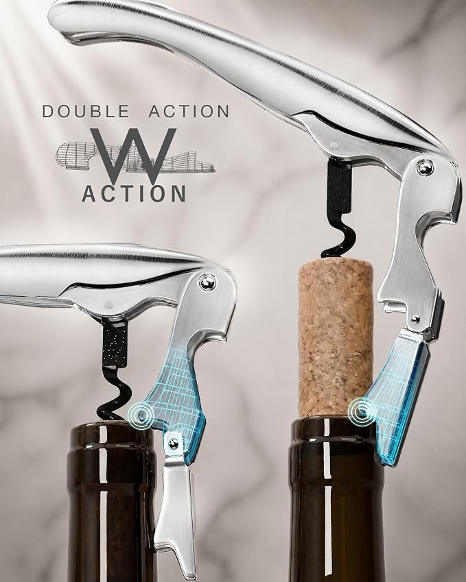 LUSCIOUZ Zero Resistance Corkscrew Silent Wine Bottle Opener Waiters Corkscrew Wine Key Made in Japan (6-Coil Long Corkscrew (SV))