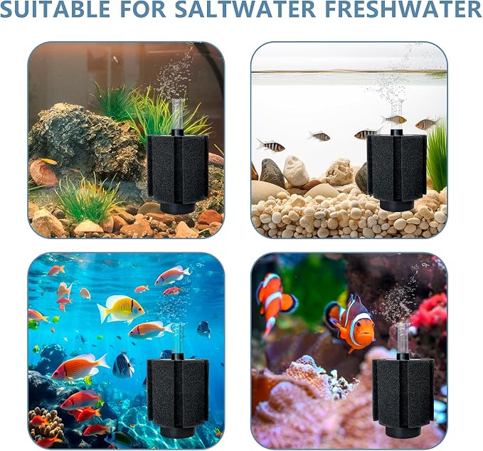 Aquarium Large Sponge Filter 80-90 Gal with Air Stone and Bio Ceramic Media, Quiet Sponge Filter for Fry, Betta, Shrimp Aquarium Fish Tank