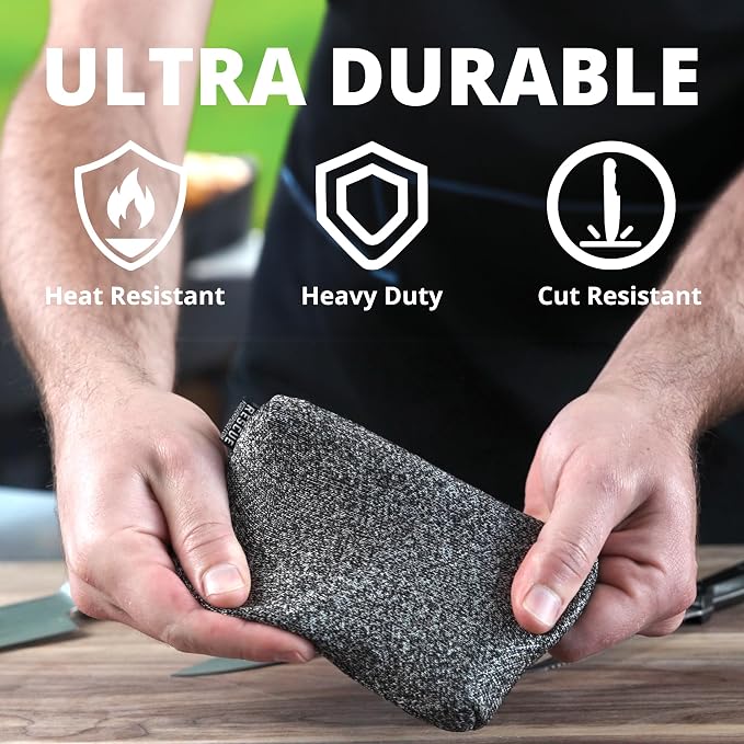 Grill Rescue Heavy Duty Kitchen Sponge - Lasts 20x Longer, Scratch-Free, Safe for Non-Stick Cookware - Cut Resistant, Versatile Household, Bathroom & Outdoor Cleaning Supplies (3, Grey)