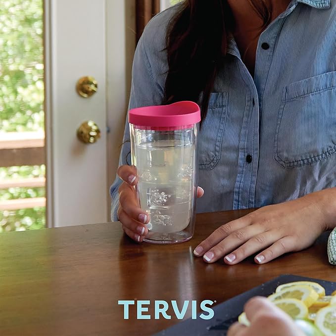 Tervis Clear & Colorful Tabletop Made in USA Double Walled Insulated Tumbler Travel Cup Keeps Drinks Cold & Hot, 16oz - 4pk, River Rock | Made in USA, Double-wall Insulated, Shatterproof, BPA-Free, Dishwasher Safe, Fits Most Cupholders, Great to Gift, ...