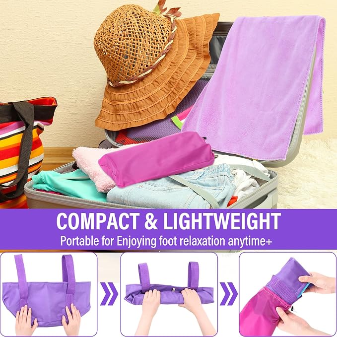 FillTouch 12 Pcs 15L Foldable Foot Soaking Tub Kit Portable Foot Bath Tub for Soaking Feet with Towel and Storage Bag Soak Spa Bucket for Travel Camping (Purple)