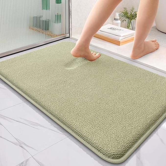 OLANLY Thick Memory Foam Bathroom Rugs 36x24, Absorbent Bath Mat, Vanilla | Soft Quick Dry Bath Rugs Mats, Non-Slip, Machine Washable Carpet for Bathroom Floor, Tub and Shower, Home Decor Accessories