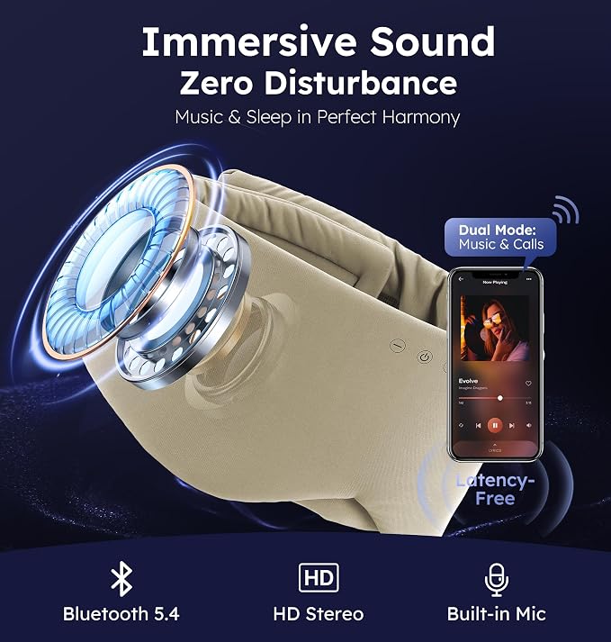 Luxury Bluetooth 5.4 Sleep Mask for Adults - Ice Fiber Cooling & HD Sound, 100% Light Blocking Adjustable Eye Cover for Travel & Side Sleepers - Soft Sleep Headphones with 10H Playtime