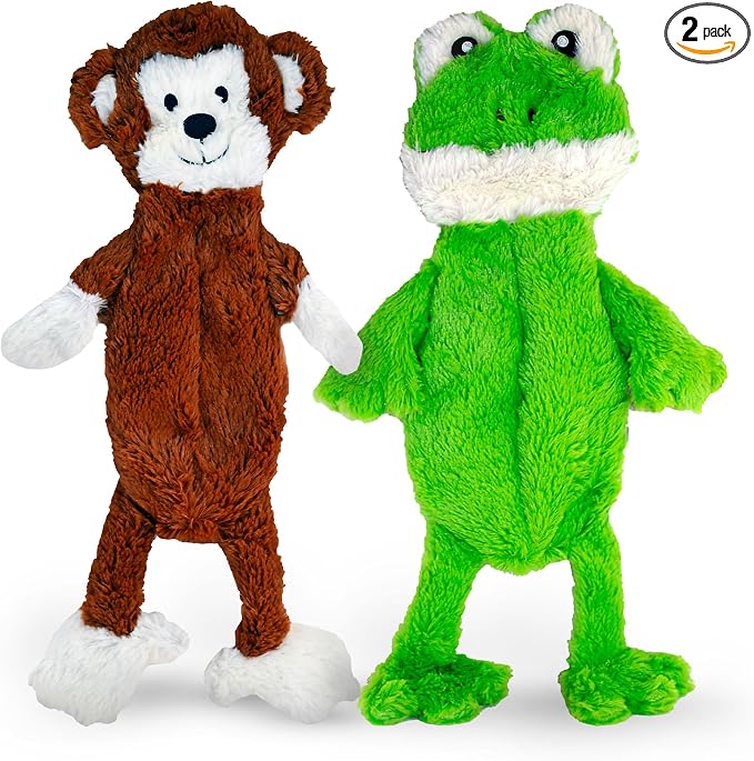 FGA MARKETPLACE Monkey-Frog Flat NO Stuffing NO Squeak Plush Dog Toy, Funny Style Will Entertain Your Pet for Hours, Recommended for Small and Medium Dog 21 INCH Long