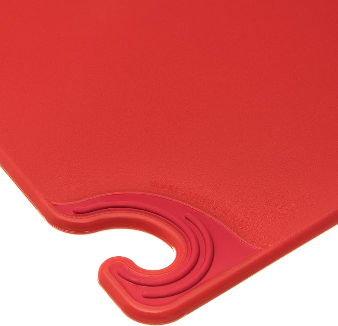 San Jamar Saf-T-Grip Cutting Board With Molded-In Ruler, Plastic Chopping Board for Kitchen, 18" x 24" x 0.5", 6 Count, Red