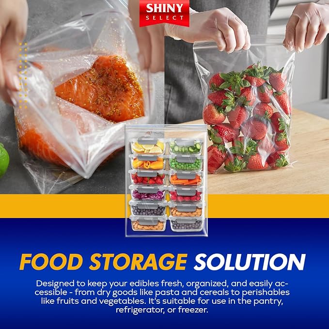 Extra Large Plastic Storage Bags With Zipper Top 3 Gallon 16" x 18" Jumbo Size Bag Heavy Duty 3 Mil Thick Clear X-Large Big Zip Bags for Food Freezer Clothes Travel Moving - 12 Ct